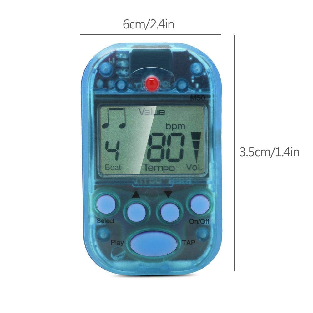 Metrónomo Digital, M5 Meideal Blue Mini metrónomo LCD Multifuncional Digital Beat Tempo(Azul) Regulador Metronomo