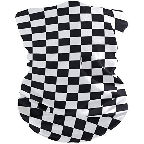 visesunny Seamless Bandana Neck Gaiter Black And White Cubes Modern Headband Motorcycle Scarf for Women Men
