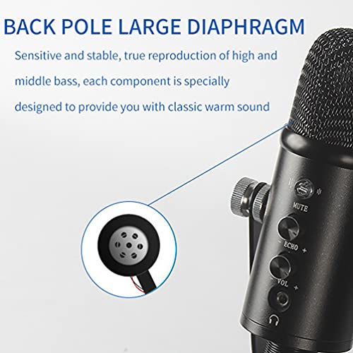 Microfone condensador USB para podcast, compatível com PC/Micro/Mac/iOS/Android com microfone profis