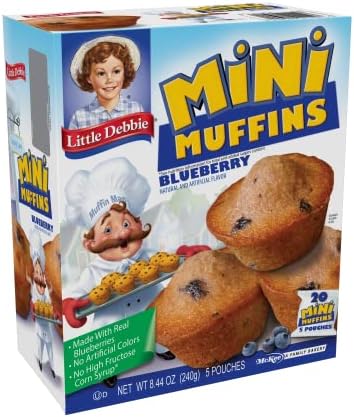 Little Debbie Blueberry Mini Muffins, 40-1.7 OZ Pouches (8 Boxes)