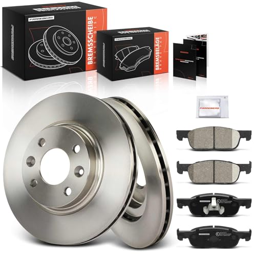 Frankberg Brake Kit incl. 2x Brake Disc + 4x Brake Pad Front Compatible with S.a.n.d.e.r.o II Clio IV BH Logan MCV II Twingo III BCA BCM Replace# 410605536R