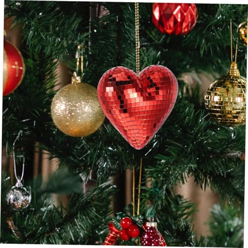 Colgante de bola espejada en forma de corazón roja, decoración para fiestas y discotecas, estilo retro, MERRYHAPY miniatura 7