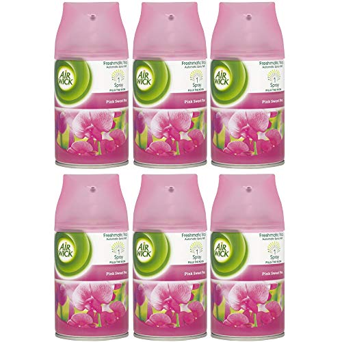 Image of Airwick Pink Sweet Pea Air Freshener, Freshmatic Auto Spray, Refill 250 ml x 6