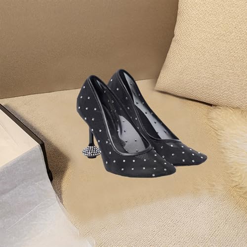 Talons hauts élégants et chaussures confortables à strass pour dîner - 7