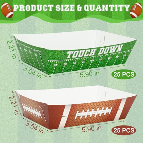 50PCS Football Party Decorations, Football Paper Snack Tray, Large Disposable Food Tray, Party Snacks Serving Trays for Taco Fries Hot Dog Supplies Favors Table Decor - Image 4