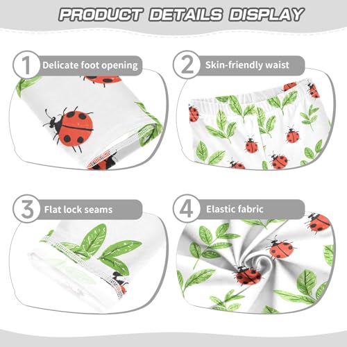 Cute Simple Ladybug Leaves Girls Leggings Soft Comfortable Athletic Leggings Dancing Pants for 4-10 Years3