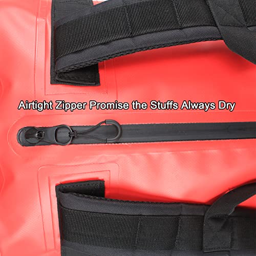 Buffalo Gear Adventure Bag 50L - Heavy Duty Waterproof Duffel Bag for Boating, Motorcycling, Hunting, Camping, Kayaks or Jet Ski. Gets Gear Through Any Conditions (Red)