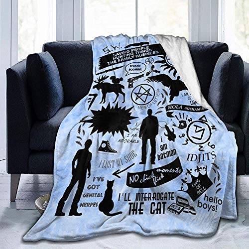 Free Shipping 🛒 Men of Letter Supernatural TV Show Merchandise Gifts Blanket Angel Banishing SW DW Fashion Fuzzy Warm Soft Bed Weighted Blankets and Throws Saving People Hunting things The Family Business(80"x60")