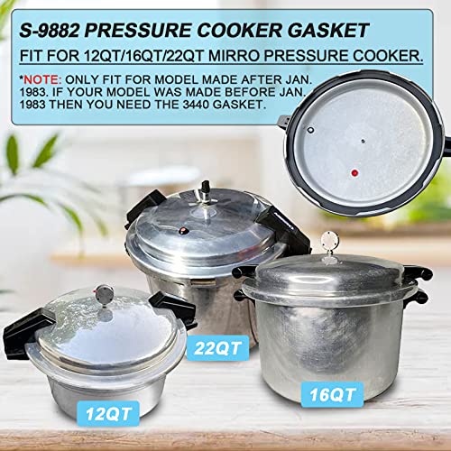 Replacement Mirro Pressure Cooker Gasket S-9882 For Mirro 12Qt/16Qt/22Qt Model M-0512 / M-0522 / M-0312 / M-0406 / M-0416 / M-0526 / M-0622 #TOP1