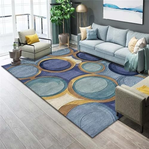 Déco salon chaleureuse avec le petit tapis de chambre design bleu - 2