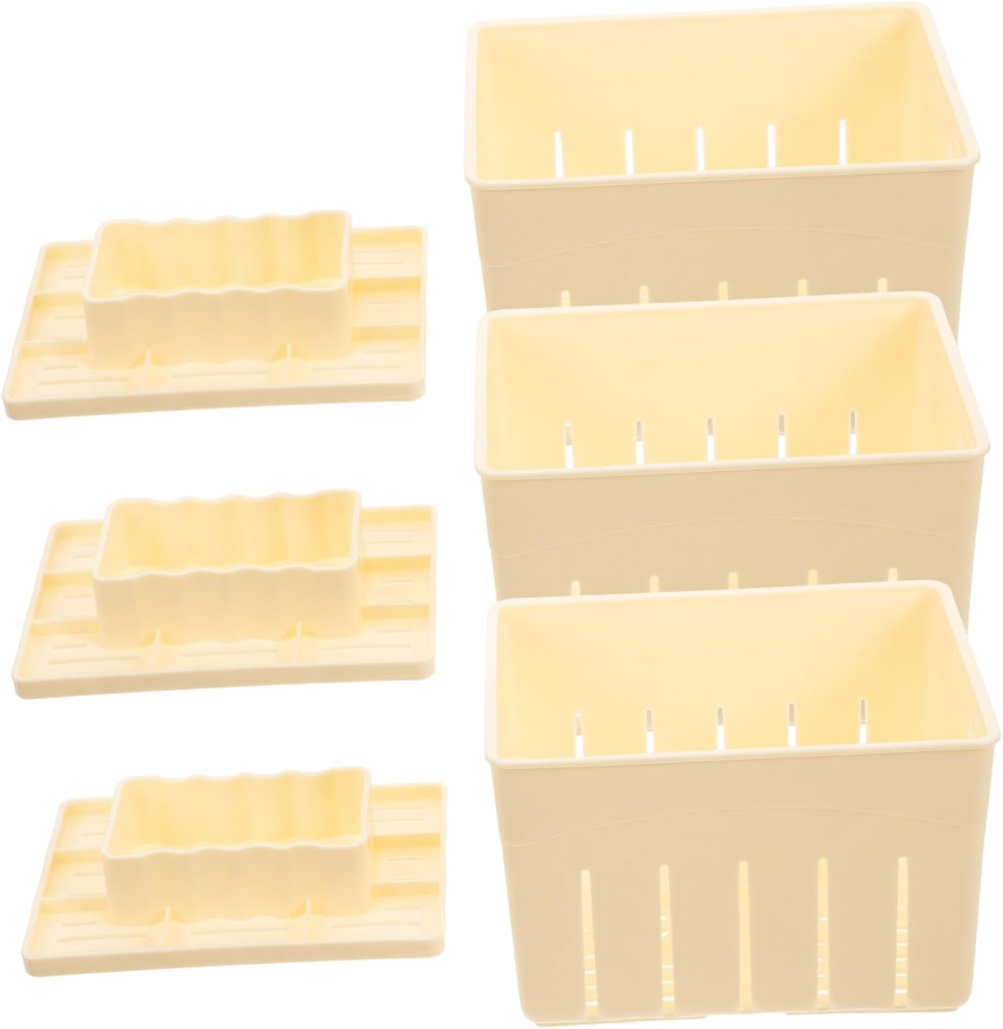 Zerodeko Tofu Press Set 3pcs Food-Grade Plastic Cheese Maker with Lid DIY Tofu Press Tool for Home Use Moisture for Bean Curd and Cheese Making