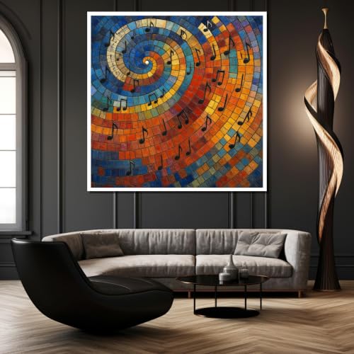 Cuadro en lienzo con espiral musical para decorar tu salón con un estilo bohemio único 3