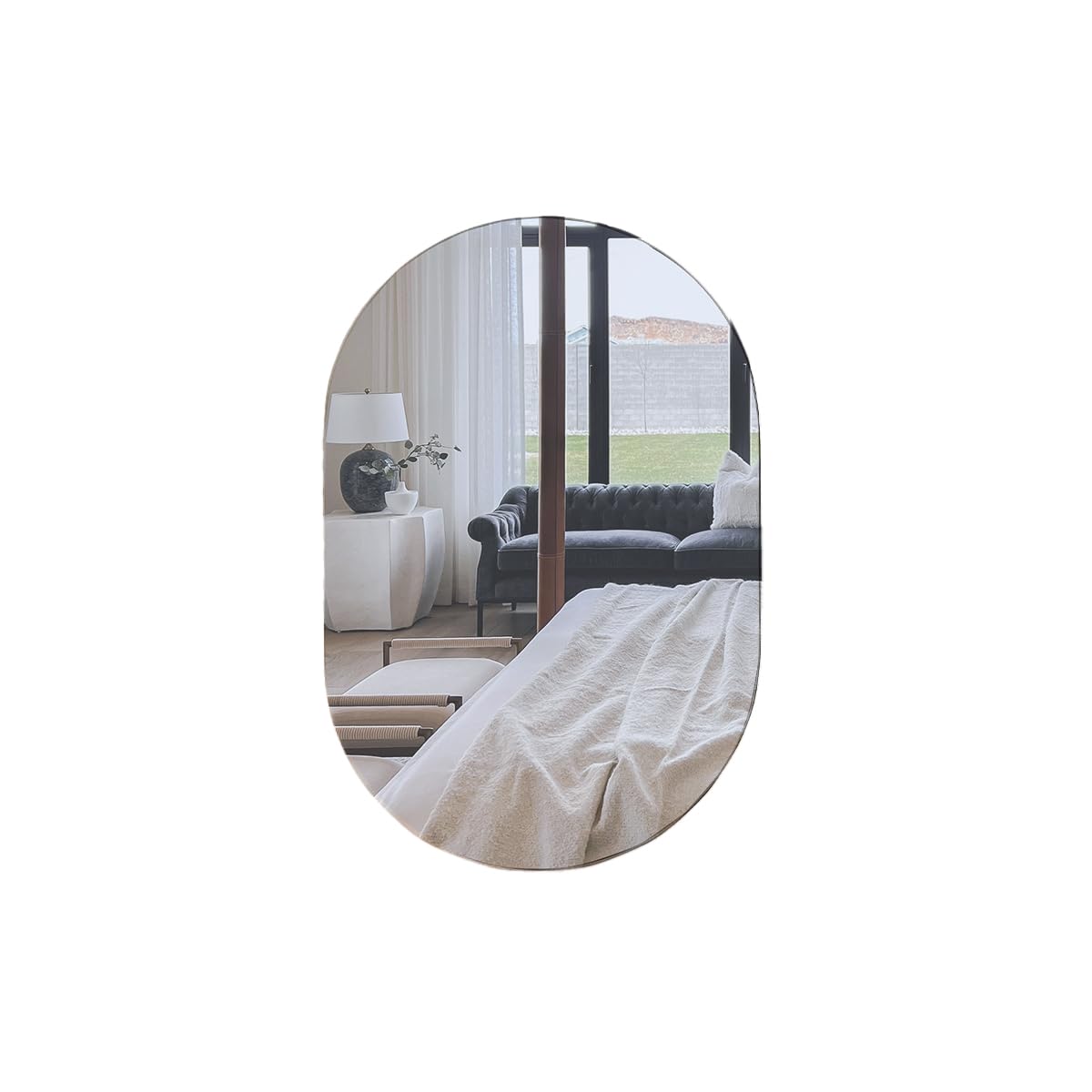 Capsule Frameless Decorative Wall Mount Mirror | Bathroom Mirror, Vanity Mirror, Or Bedroom Mirror | Non-Bevelled Mirror | Made in India (21 X 30 Inches) CAP2130-image-49