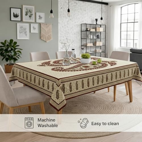 Image of STITCHNEST 'Tavola Luxe Series' Dining Table Cover 60x90 Inches | 6 Seater - 8 Seater Rectangular Dining Table Cover | Premium Fabric, Washable & Colour Fast
