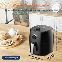 Home Trends® Mini-Heißluftfritteuse mit programmierbarer Temperaturregelung 1400 Watt 30 Minuten Timer ölfreies Frttieren Spülmaschinenfeste Antihaft-Behälter und einfach Reinigung Schwarz (2.8 L) – Ansicht 7