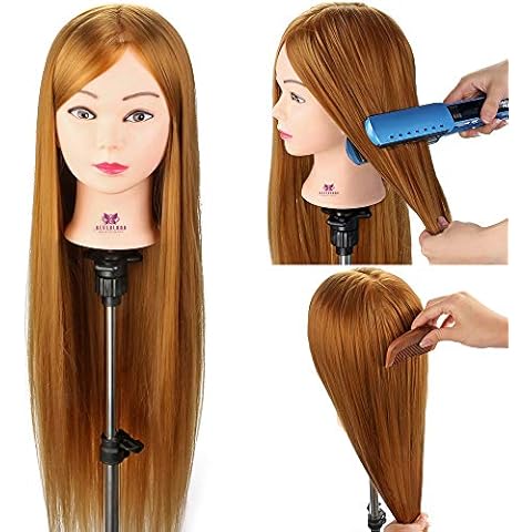 Neverland Beauty 30" 100% Synthetic Fiber Hair Training Head Hairdressing Hairdresser Practice Mannequin Manikin Doll with Clamp Stand Cover