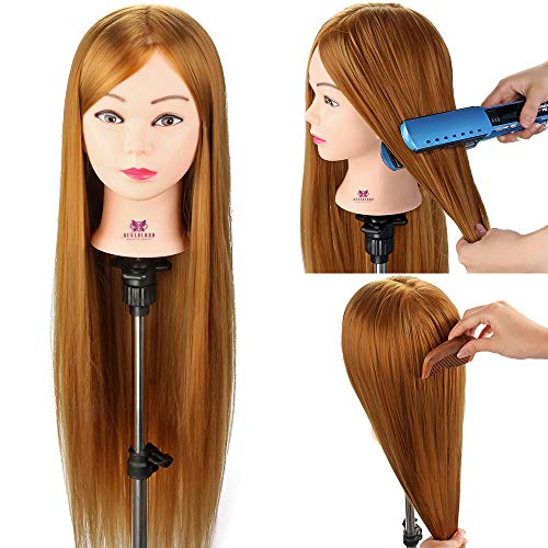 Neverland Beauty 76cm Têtes d'exercice Tête À Coiffer Coiffure Cosmétologie Pratique Mannequin Poupée 100% de Cheveux Synthétiques+ Titulaire #27