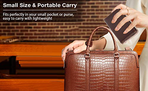 DAHSHA Pocket Sized Stitched PU Leather Credit Card Holder Visiting Business Card Case Wallet with Magnetic Shut for Men & Women (10 x 6 x 1.6 cm, Coffee Brown) 8 516FtnruhYL