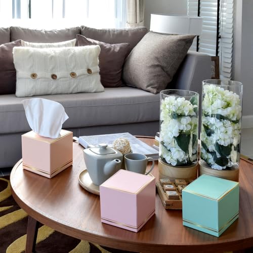 Image of Fourluoo 12 Pack Facial Tissues Cube Boxes Face Box 600 Sheets 3 Ply Soft Paper Square Tissues Bulk for Car Pocket Toilet Household Bedroom Family (Macaron Colors)