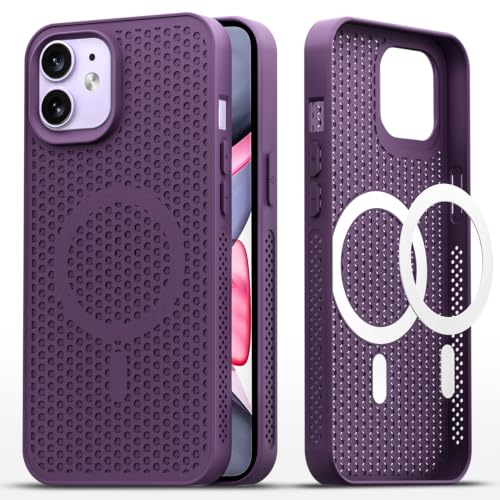 Image of Pikkme Back Cover for iPhone 11 | Honeycomb Cooling Design | Silicone Heat Dissipation | Mag-Safe Compatible | Shockproof Camera Protection Bumper Case (Purple)