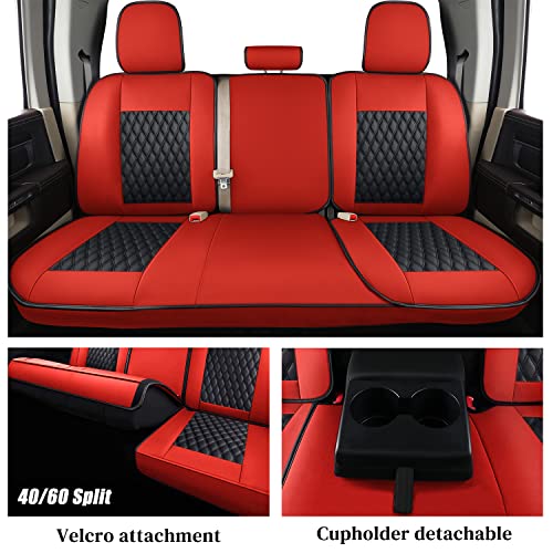Housses de siège auto en cuir Dodge RAM 1500 2500 3500 2010-2023 accessoires voiture rouge - 5