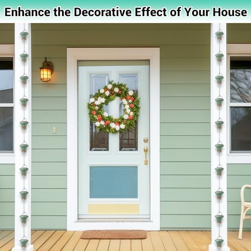 KHayRovies Regenwasserkette, Dachrinnenkette Regenablaufkette, ängende Regenkette, Regenkette Dachrinnendekoration Zum Ableiten Von Wasserfür Den Regenfänger Im Freie (Bronze)