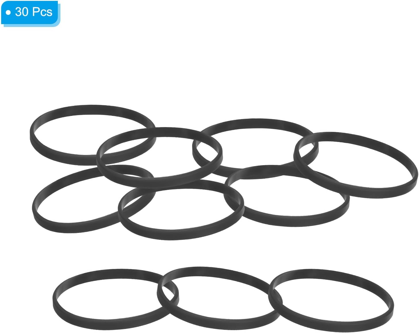 PATIKIL Silicone Bracelets, 30 Pack Colored Rubber Wristbands Blank Stretch Sports Bands for Adults Teen Sports Team Games, Black