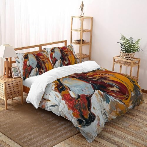 Housse de couette double 200x200 microfibre imprimé 3D Animaux avec 2 taies - 2