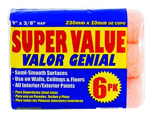 6 Pack of 9" Professional Paint Roller 3/8" Nap