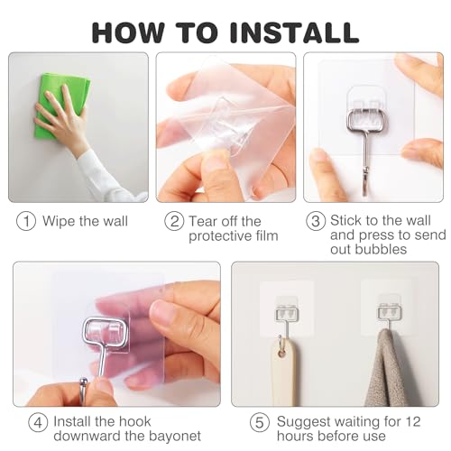 Image of 18 Pack Large Adhesive Wall Hooks for Hanging Heavy Duty 44Ib Ninth Five