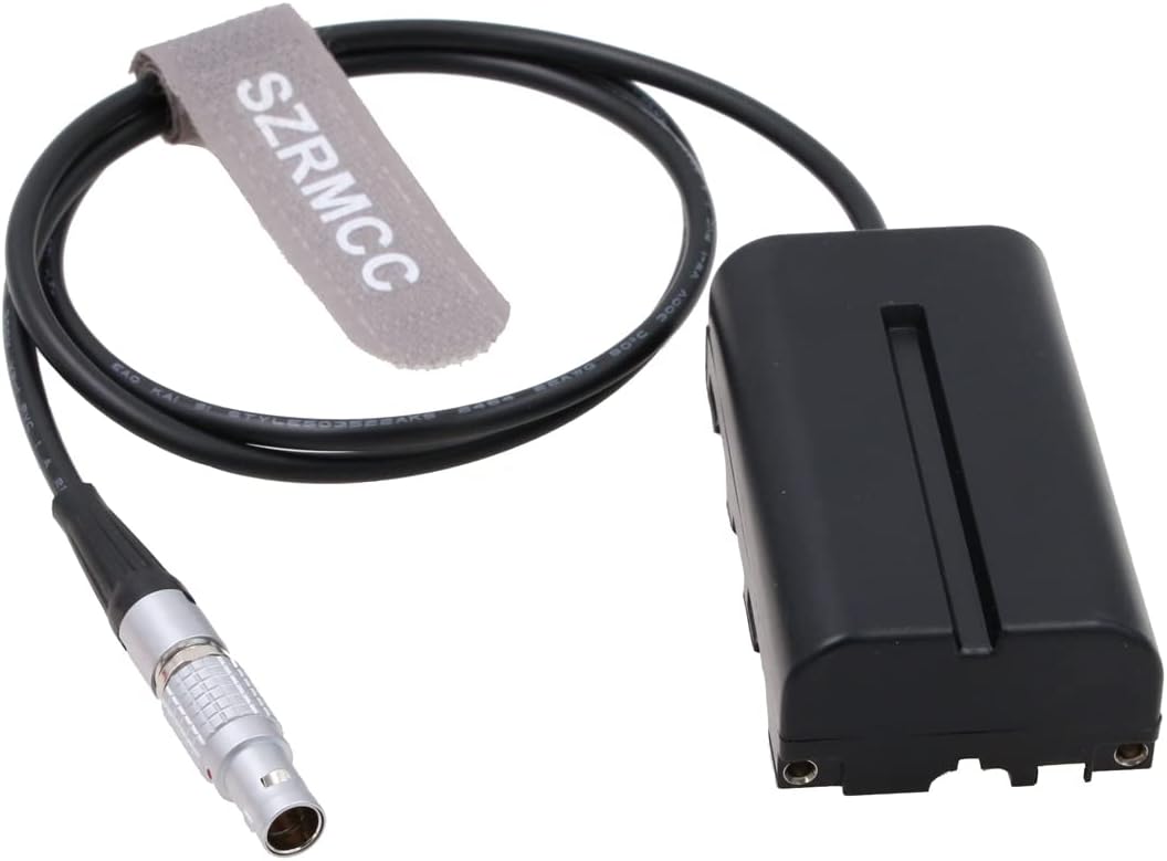 SZRMCC NP F970 F550 Dummy Battery Power Cable for ARRI Alexa RED Z CAM E2 Flagship Camera 2 Pin 12V to Atomos Shogun Ninja V Inferno SmallHD Monitor (Right Angle 2 Pin Male)