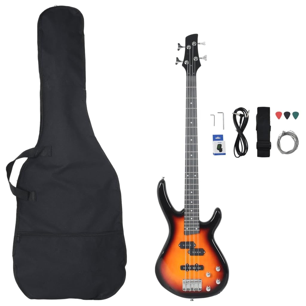 Home outdoor InneElektryczna gitara basowa dla początkujących z torbą brązowa i czarna 4/4 116 cm
