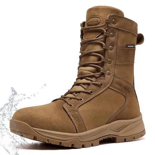 MR HIKING Mens Military Tactical Boots Waterproof Lightweight 8 inch Breathable Non-Slip Suede Combat Boots