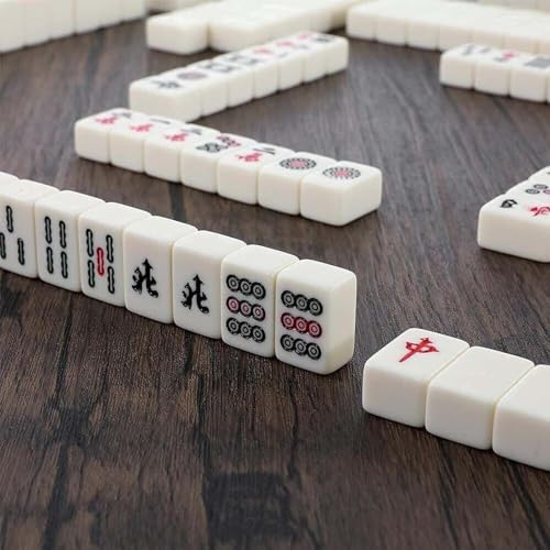 Juego de Mahjong Chino con 144 fichas y caja de madera miniatura 1