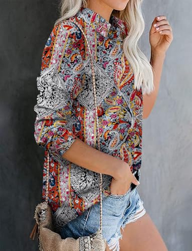 Image of Magritta Women's Shirts Fashion Casual Loose Fit Long Sleeve Button Down Lightweight Collared Blouse Tops