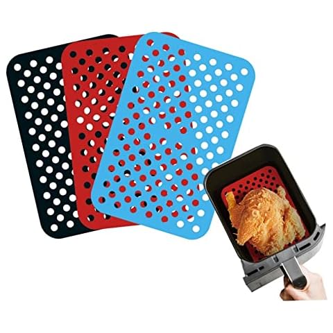 Silicone Air Fryer Liner Accessories, 3pcs Air Fryer Silicone Liners 20.3 * 13.3cm, Reusable Basket Air Fryer Liners Hot Pads for Multifunction Kitchen Accessories Cover