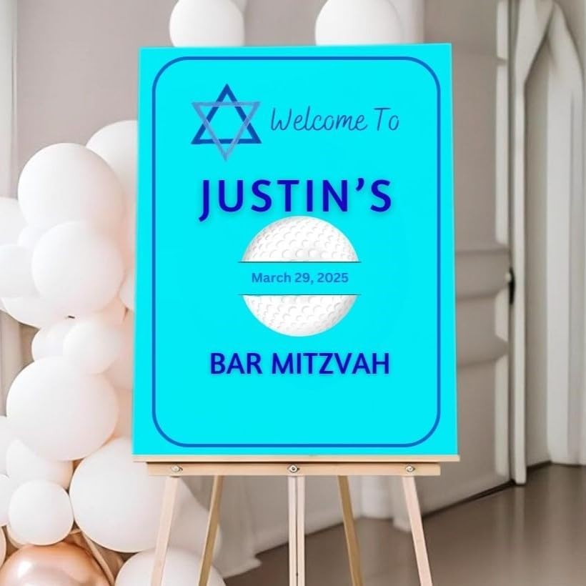 Bar or Bat Mitzvah Birthday Sweet 16 Quinceañera Guest Sign-in Board, Custom Signature Book Alternative, Personalized Keepsake, Football Sports Theme Party Decor, Fan, Player. Premium Acrylic Sign, Made in CT, USA.