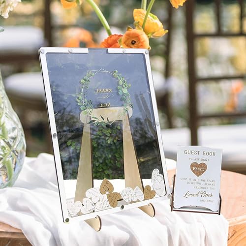 Libro de firmas interactivo con corazones de madera para bodas y comuniones 3