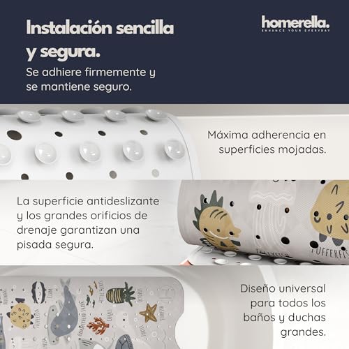 Miniatura 4 de Homerella Alfombra De Baño Antideslizante Y Delicada Con La Piel, 100x40cm, Incl. Ganchos Esterilla De Tina Sin Bpa Estera Resistente Al Moho Y Lavable A Máquina Alfombrilla De Baño