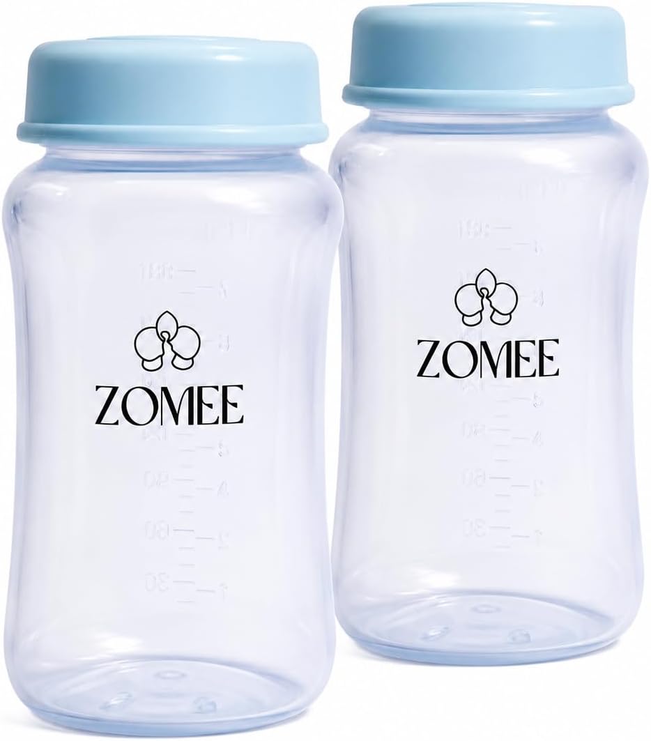 Zomee Breast Milk Storage Bottles, 8 oz, 2 Pack, BPA-free