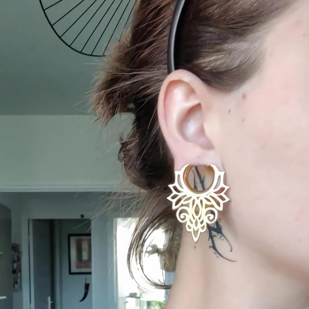Vankula Ohr Tunnel 1 Paar Sattel Flesh Plugs Hohl Edelstahl für männer damen Ohrpiercing Gestreckte Schmuck8mm bis 19mm