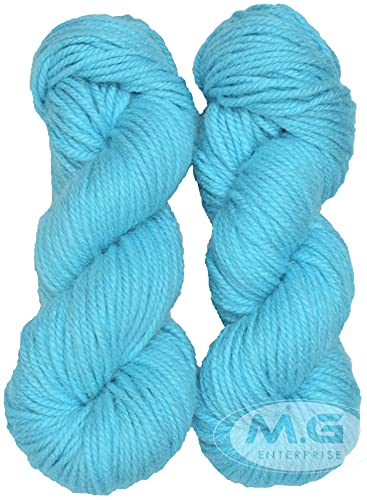 Image of M.G Knitting Yarn Thick Chunky Wool, Varsha Sky Blue 400 gm Best Used with Knitting Needles, Crochet Needles Wool Yarn for Knitting. by M.GK
