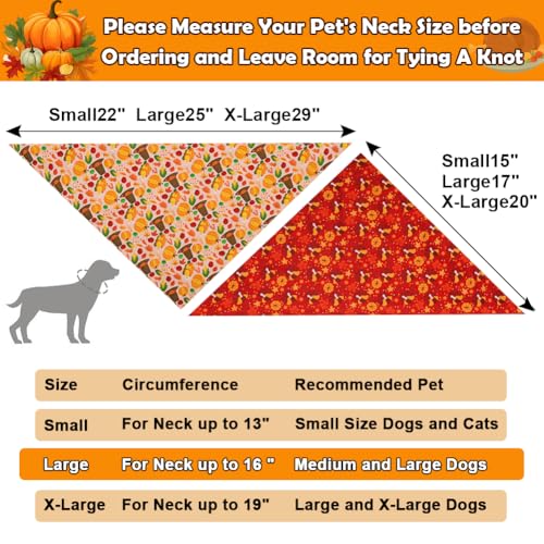 SZEE Thanksgiving Dog Bandanas - 2 Pcs Holiday Pet Accessories with Pumpkins, Turkeys & Hats, Dog Thanksgiving Bandanas for Festive Harvest Days (Large, Red & Pink) - Image 4
