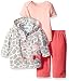 BON BEBE Girls' 3 Piece Microfleece Jacket Set, Coral Giraffe, 0-3 Months