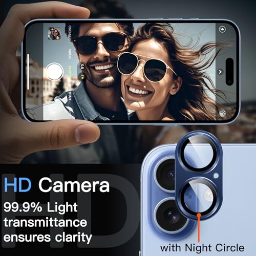Image of JETech Camera Lens Protector for iPhone 17 6.3-Inch, Full Coverage 9H Tempered Glass Ring Cover, Matte Metal Plate, Case Friendly, 1-Pack (Blue)