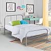 Voilamart Twin Metal Bed Frames Headboard and Footboard,Solid Sturdy Metal Slat, Single Bed with Storage,6 Legs Bed Frame Platform No Box Spring Needed,Twin Bed Frame Set for Kids (Silver)