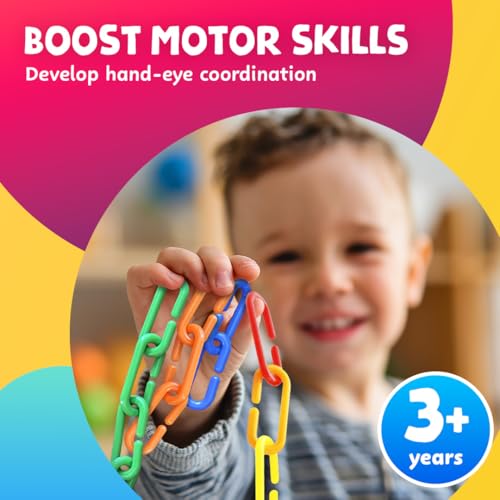 Image of Skoolzy 120 Pcs Plastic Chain Links Rainbow - Math Links for Preschoolers, Math Manipulatives for Early Learning, Perfect for Classroom Activities, Fine Motor Skill Development (Pack of 2)