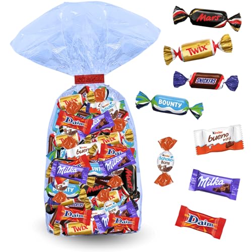 PRO DISTRI - MIX CHOCOLATÉ | Assortiment de 60 bonbons au chocolat Kinder, Célébrations, Milka, Daim | 490g de Friandises emballées individuellement à Offrir