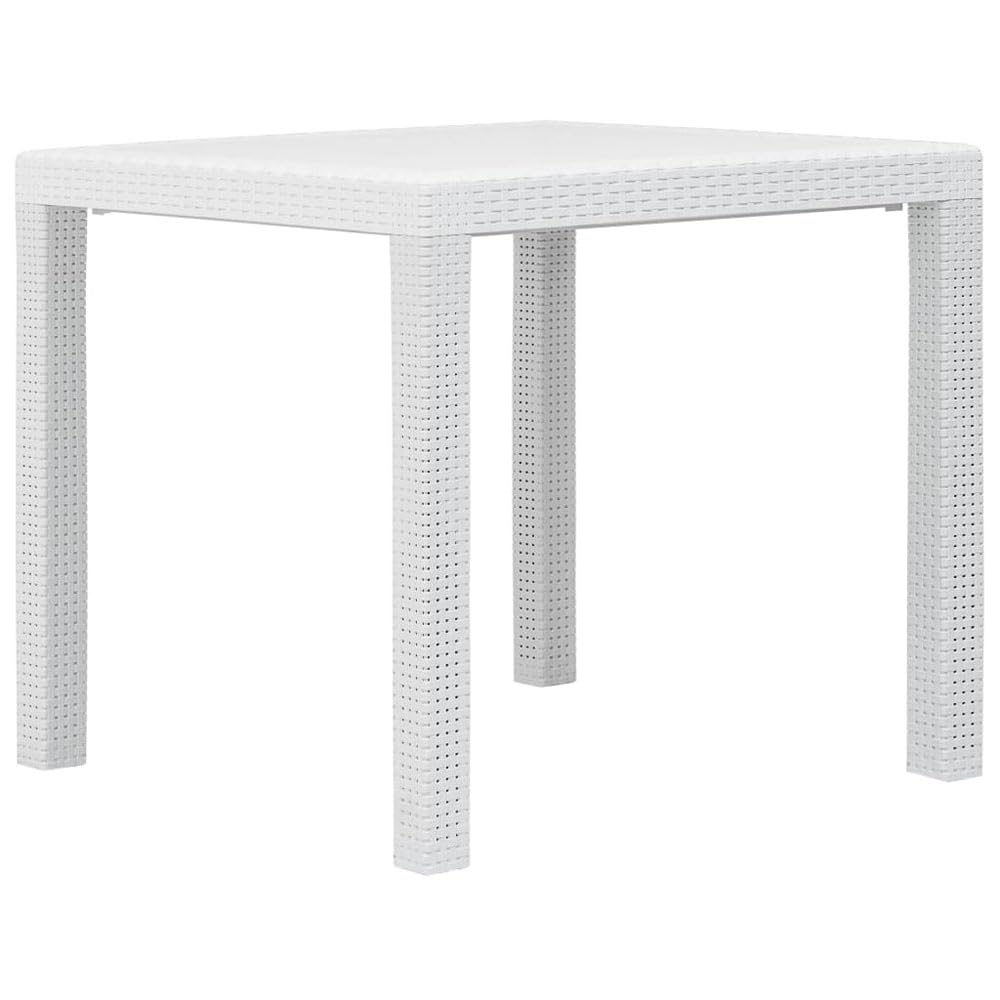 Kastamonu Plastik Mesa Cuadrada Plástico, Imitación Ratán, 90x90 cm, Mesa Exterior, Jardín (Blanco)