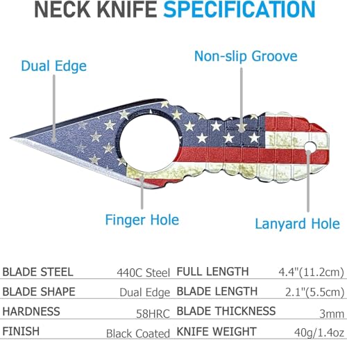 Image of 2PCS Neck Knife with Sheath and Necklace, Mini Fixed Blade Knife Necklace for Men, Ultra Small Pocket Knife EDC Tools Cool Gadgets for Camping, Survival, Hiking, Backpacking